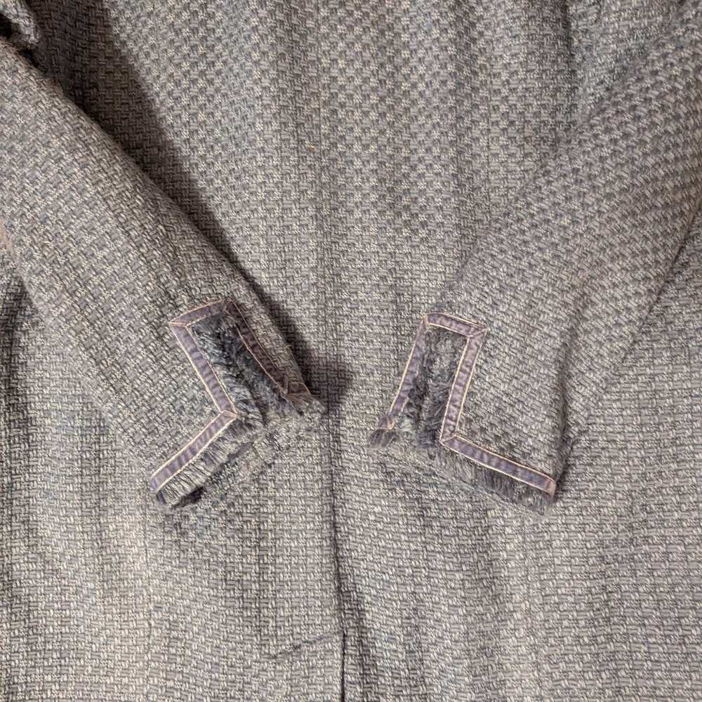 VTG 90s Sag Harbor Blue Multi Tweed 3/4 Length Lined Blazer Coat Women's 12 - Picture 6 of 11